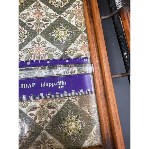 Vintage Wood Serving Tray Tapestry Tile Design Boho 70s Y2K Decor FLAW - Picture 4 of 6